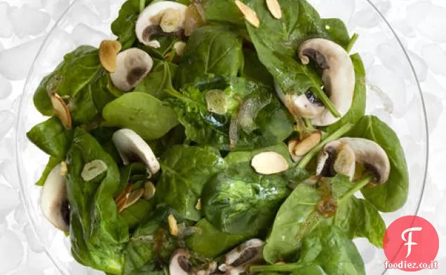 Insalata calda di spinaci con vinaigrette al miele e aglio