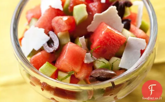 Anguria, pomodoro e insalata di olive Kalamata