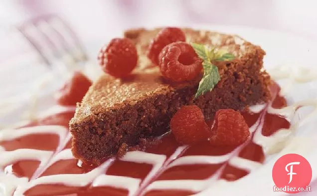 Torta Brownie con salsa di lamponi