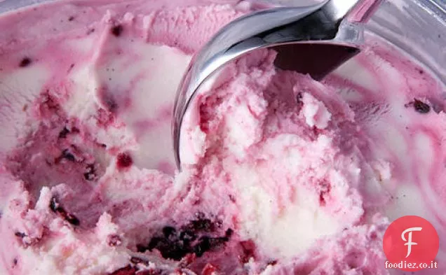 Il più semplice yogurt congelato con un turbinio di more