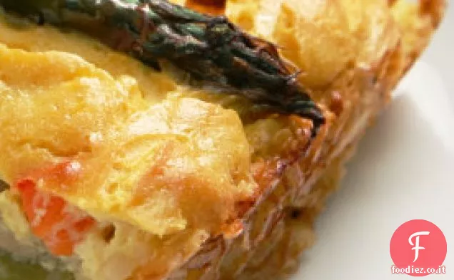 Quiche di asparagi e funghi con crosta di riso integrale