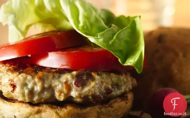 Hamburger di pollo con formaggio blu e pancetta