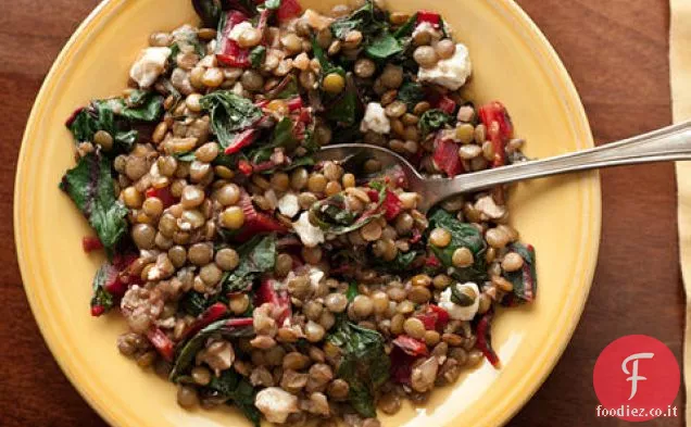 Bietola svizzera con lenticchie e formaggio Feta