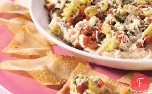 Layered italiano tuffo con croccante Wontons