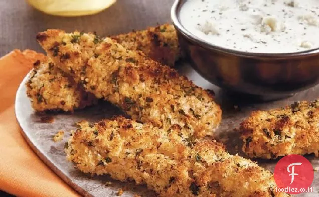 Dita di pollo di bufalo con salsa di formaggio blu