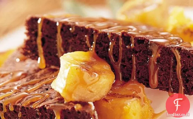 Brownies tartaruga tropicale con frutta alla griglia