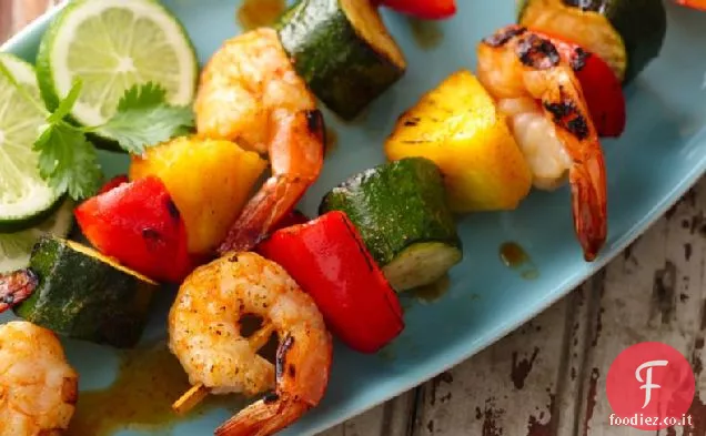 Kabobs di gamberi stagionati di taco