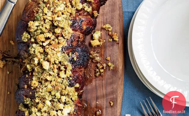 Coscia di Agnello in crosta di basilico con Vinaigrette al limone