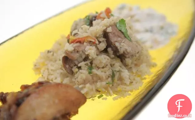 Cosciotto di Agnello brasato con Riso Basmati di Cumino