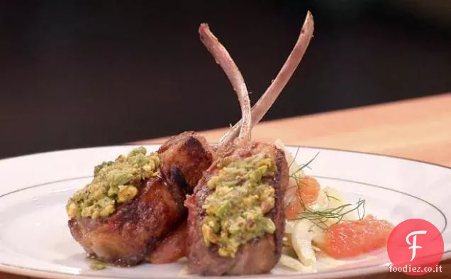 Cremagliera scottata di Agnello con Tapenade al pistacchio