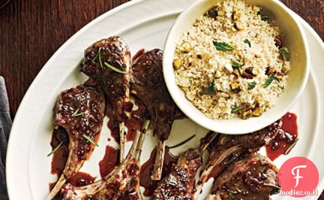 Costolette di agnello glassate al ribes con Couscous al pistacchio