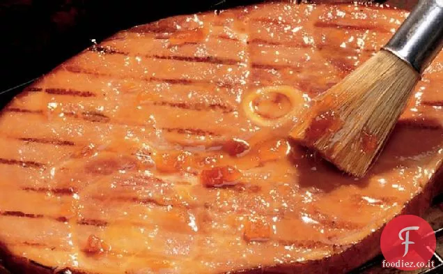 Bistecca di prosciutto alla griglia con salsa di senape