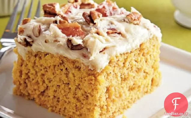 Torta di patate dolci con pancetta Crema di formaggio glassa