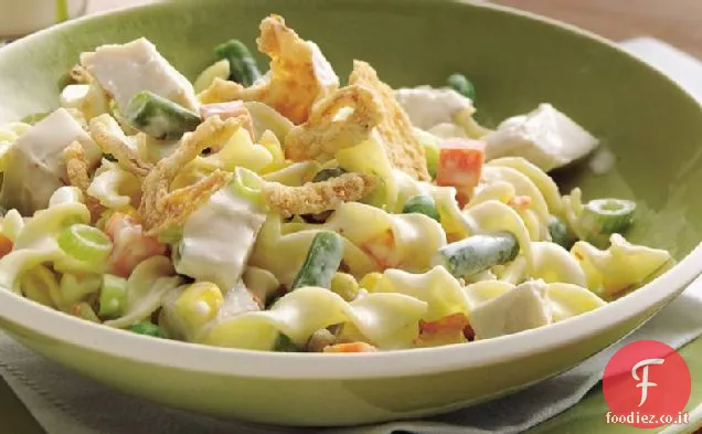 Pollo cremoso e verdure con tagliatelle