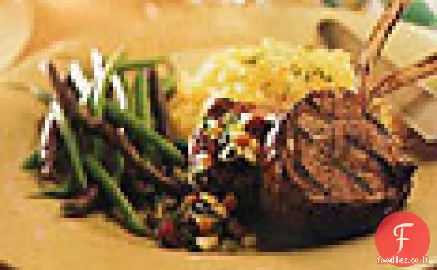 Costolette di agnello con salsa asiatica di pere e kiwi