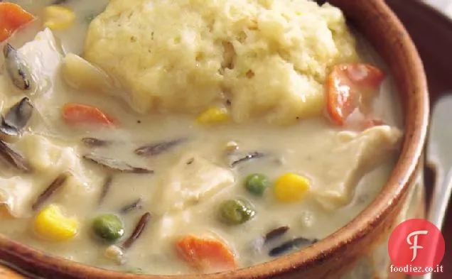 Pollo cremoso a cottura lenta e zuppa di riso selvatico