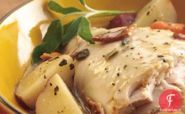 Tacchino a cottura lenta con salvia e pancetta