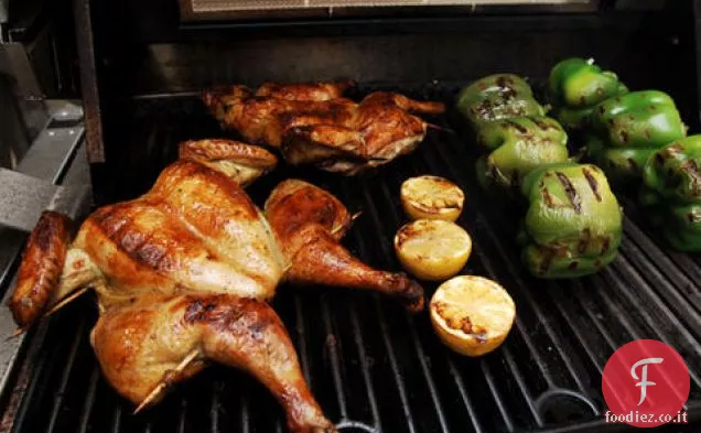 Origano-Pollo alla griglia marinato con limoni carbonizzati