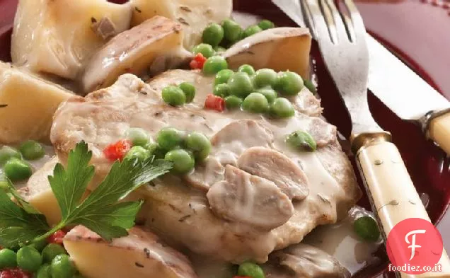 Cena di braciola di maiale a fornello lento