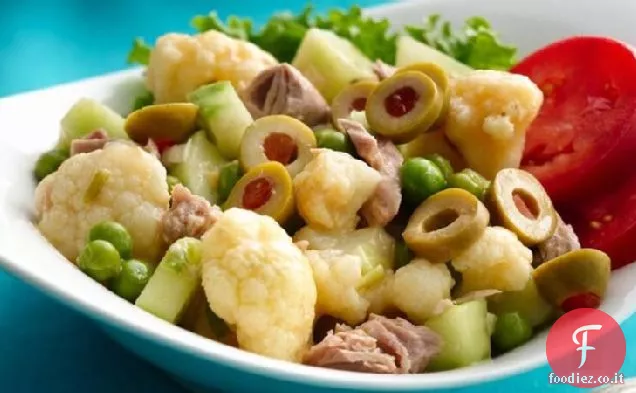 Insalata di cavolfiore di tonno con vinaigrette al lime