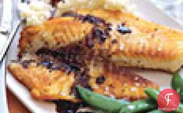 Tilapia con salsa al burro balsamico, purè di patate al timo e