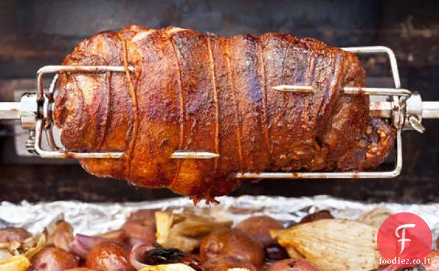 Girarrosto Mediterraneo Coscia d'Agnello con Patate, Finocchio e Olive