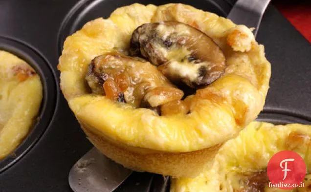 Mini Frittate di cipolla, funghi e formaggio di capra