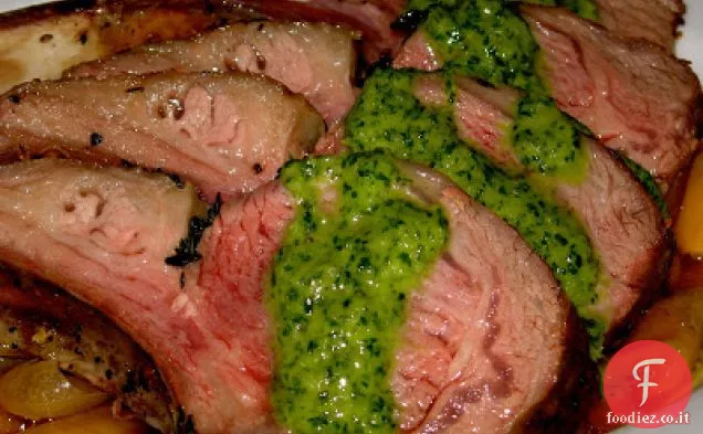 Graticcio di Agnello con Vinaigrette di scalogno alla menta