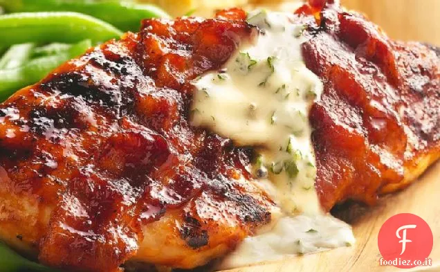 Doppio Barbecue pancetta-avvolto pollo alla griglia