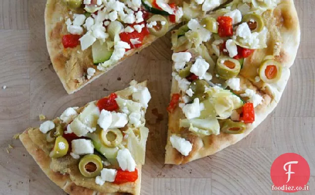 Antipasto di pizza di focaccia mediterranea