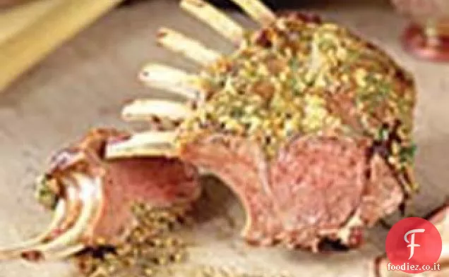 Cremagliera di agnello con una crosta di semi di coriandolo e senape