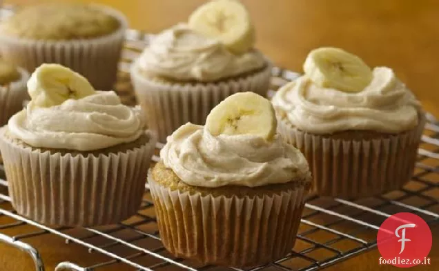 Cupcakes alla banana senza glutine con glassa al burro rosolata