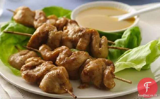 Kabobs di pollo di zenzero con salsa di senape al miele