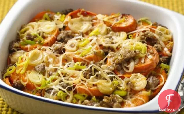 Patate dolci a cottura lenta e salsiccia