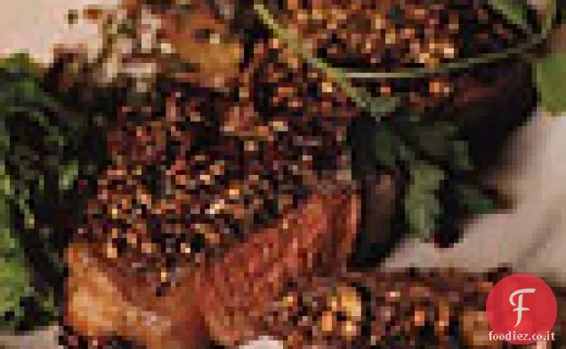 Costolette di agnello strofinate con coriandolo e Cile