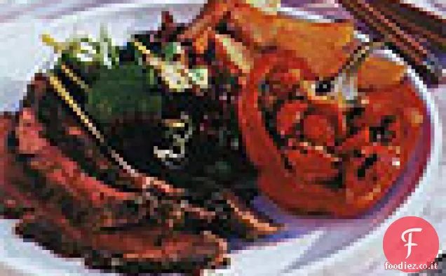 Coscia di agnello al burro alla griglia con limone, erbe aromatiche e aglio