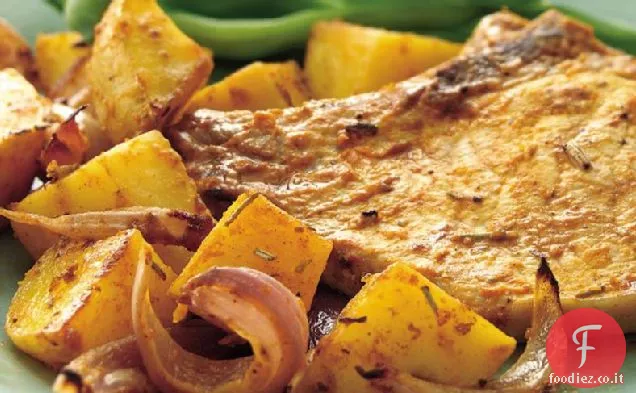 Braciole di maiale al rosmarino arrosto e patate