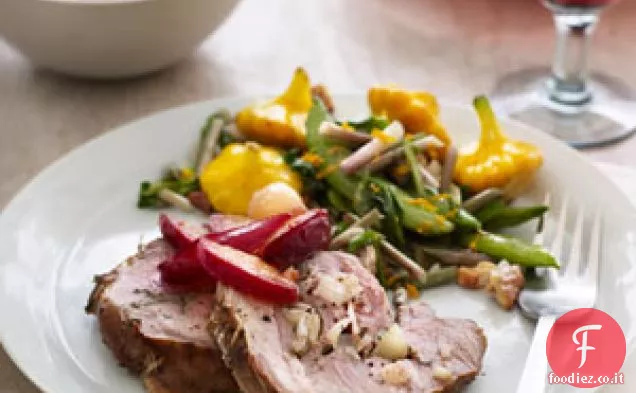 Coscia d'agnello alla griglia con cipolla perlata e chutney di prugne