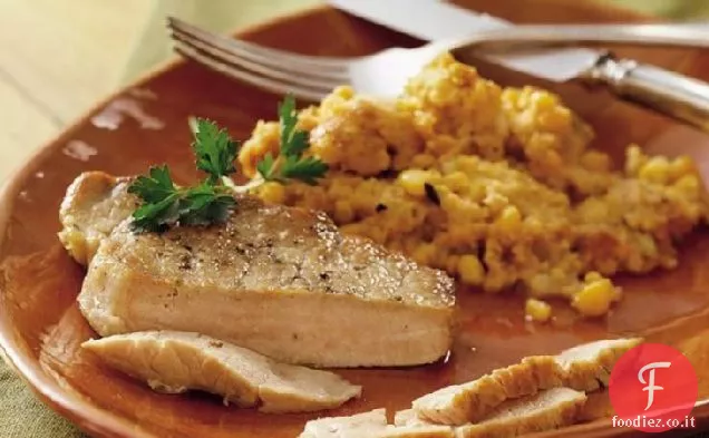 Braciole di maiale a cottura lenta con ripieno di mais