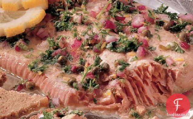 Salmone in camicia con salsa di miele e senape