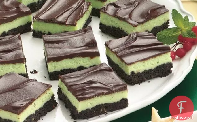 Quadrati di cheesecake alla menta