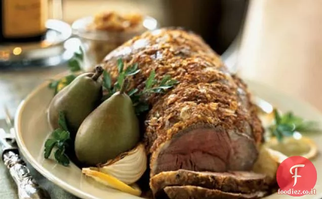 Cosciotto di Agnello con Pera Arrosto e Pinoli