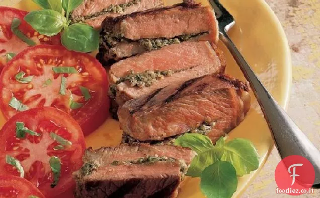 Bistecche ripiene di pesto alla griglia