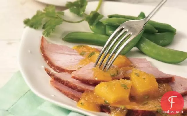 Prosciutto cotto lento con salsa di frutta tropicale