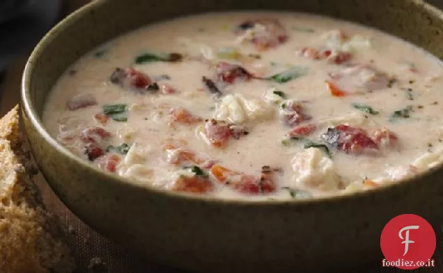 Pomodoro arrostito al fuoco-Bisque di granchio al basilico