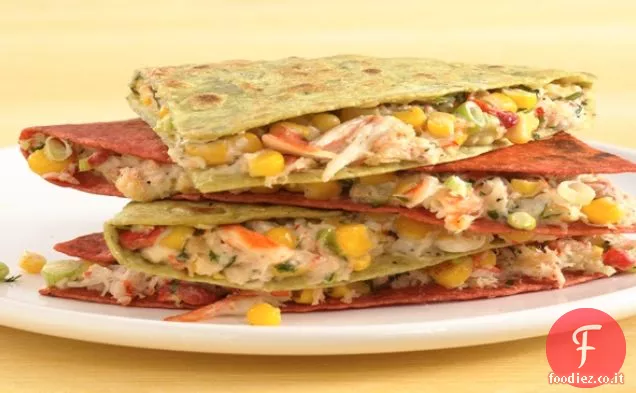 Quesadillas di mais e granchio