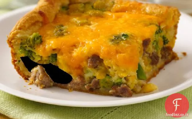 Salsiccia, mais e broccoli cuocere