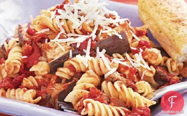 Melanzane a cottura lenta e Salsa di pomodoro con pasta