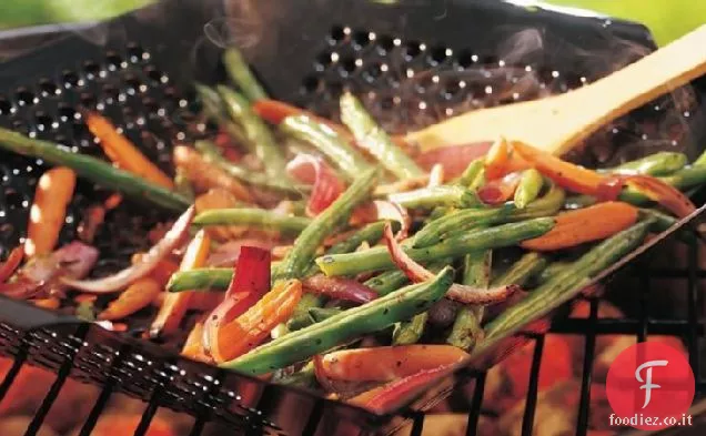 Carote alla griglia e fagiolini