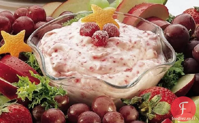 Cranberry Fluff Fruit Dip con corona di frutta